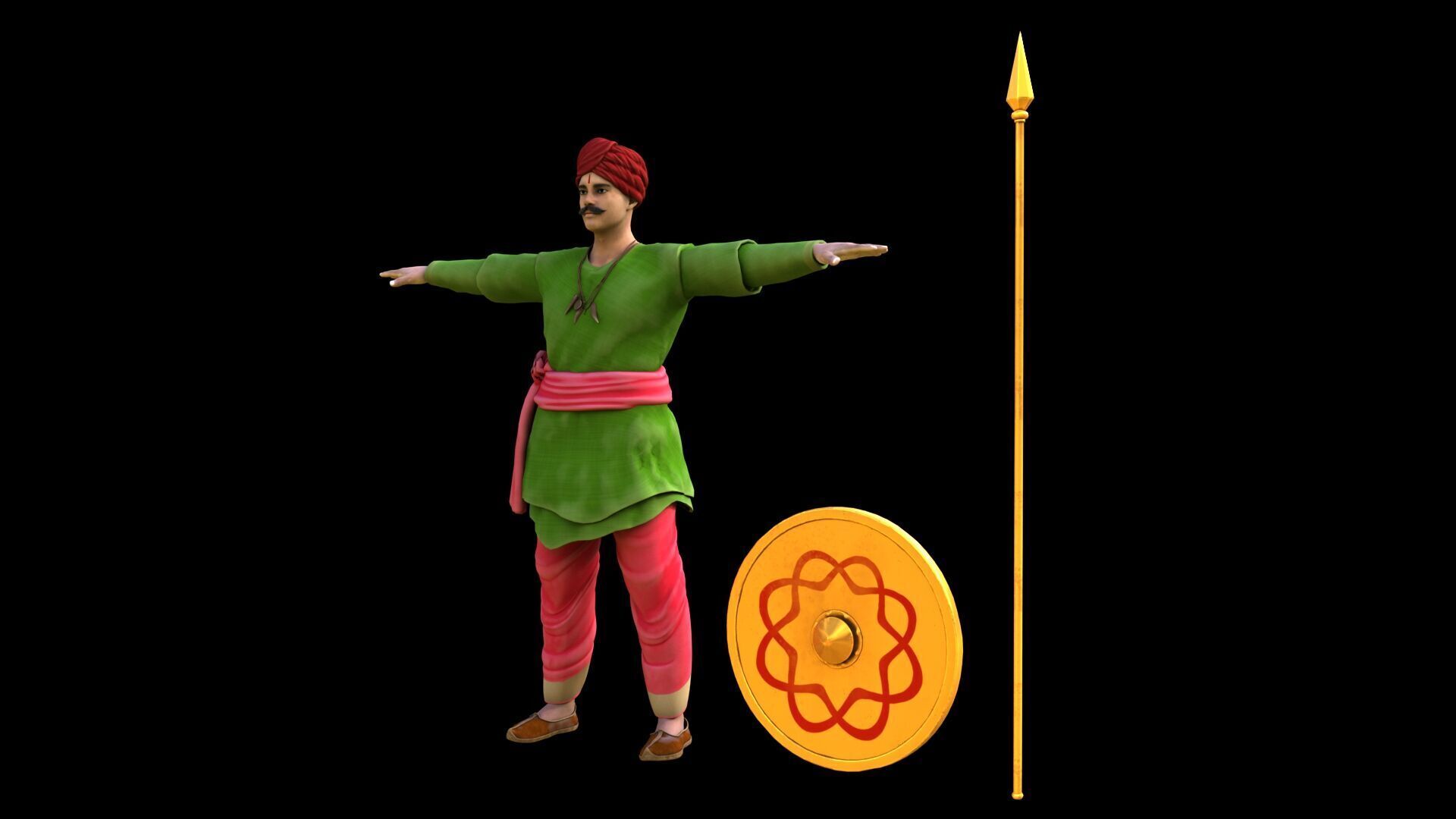 Historical indian soldier 3D model_12