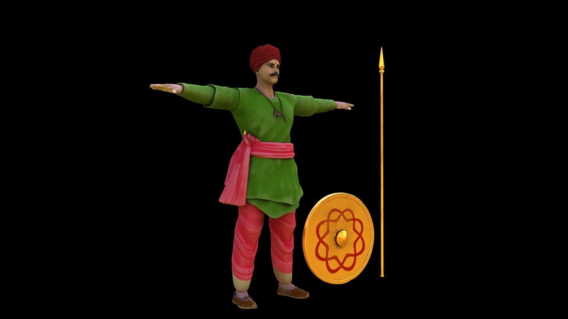 Historical indian soldier 3D model_13