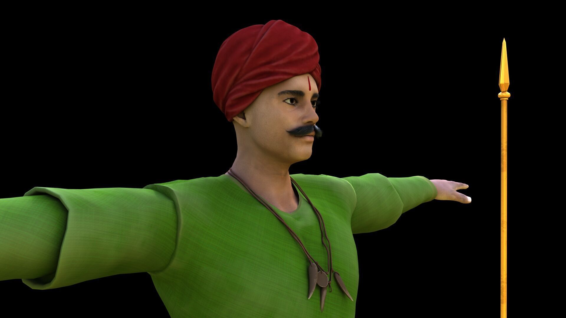 Historical indian soldier 3D model_10