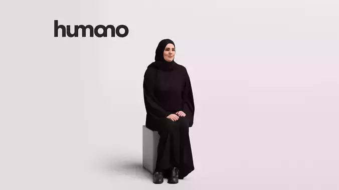 Humano Arab Woman in abaya sitting -2403-085-6187 3D model