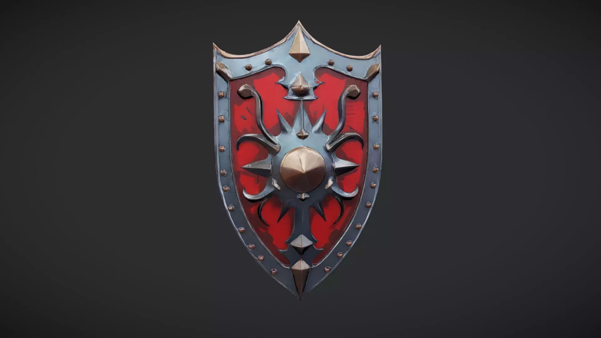 Decorative medieval shield 3D model_0