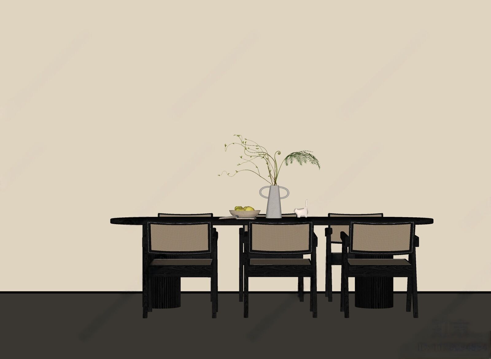 Wabi-sabi vintage dining table 3D model_1