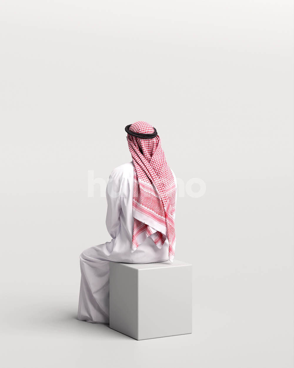 Humano Arab Man in thobe sitting -2403-067-6069 3D model_7