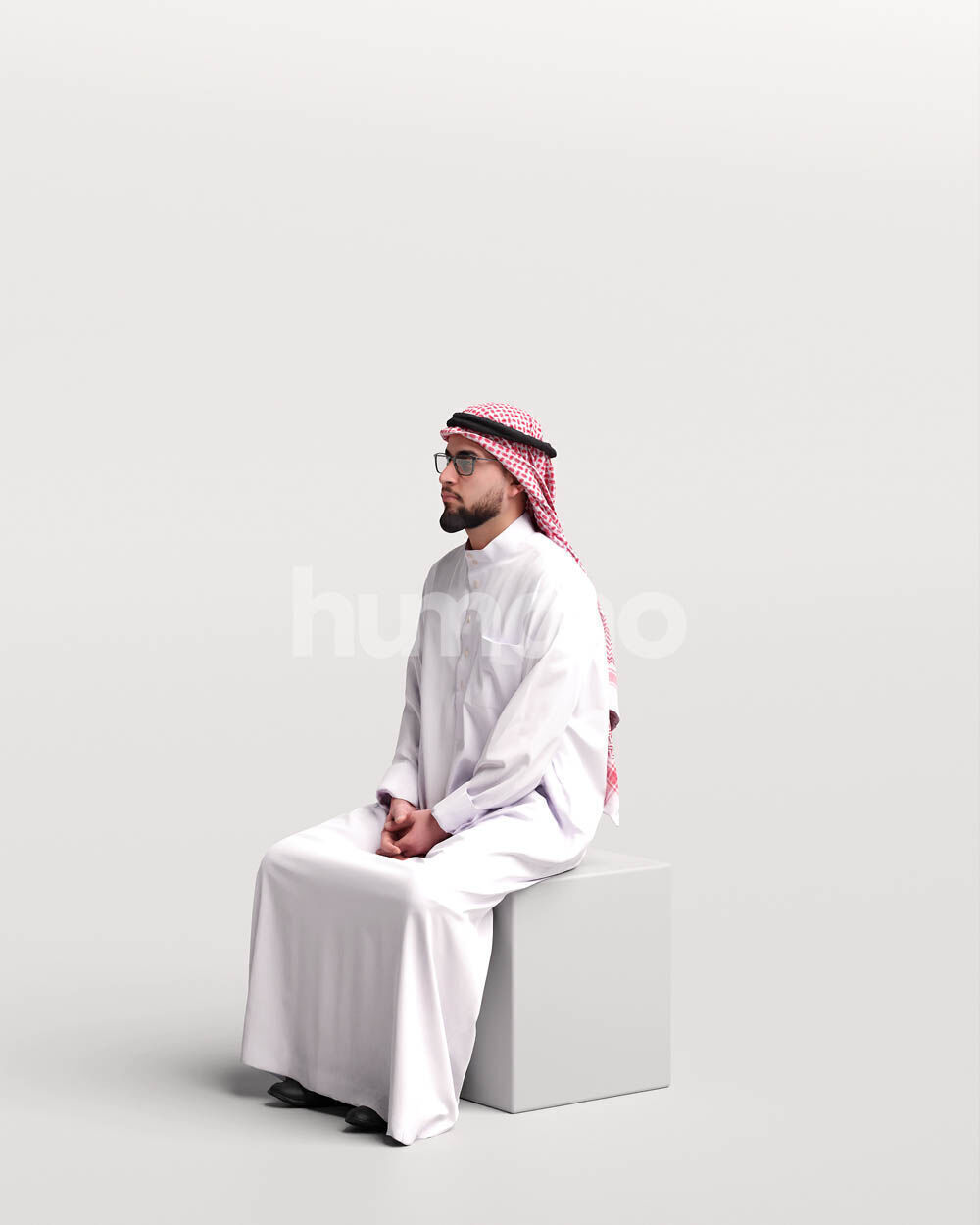 Humano Arab Man in thobe sitting -2403-067-6069 3D model_8