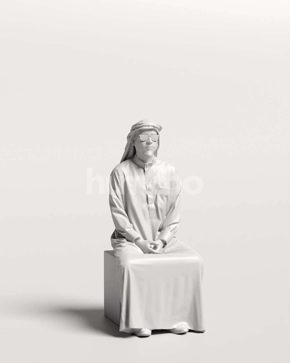 Humano Arab Man in thobe sitting -2403-067-6069 3D model_3