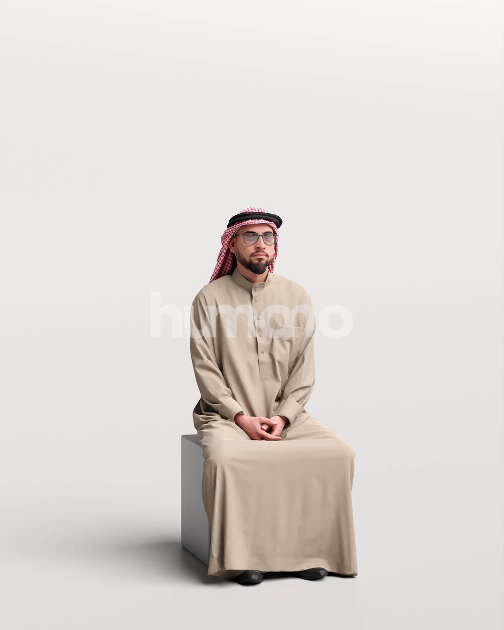 Humano Arab Man in thobe sitting -2403-067-6069 3D model_11