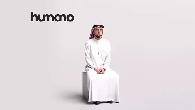 Humano Arab Man in thobe sitting -2403-067-6069 3D model