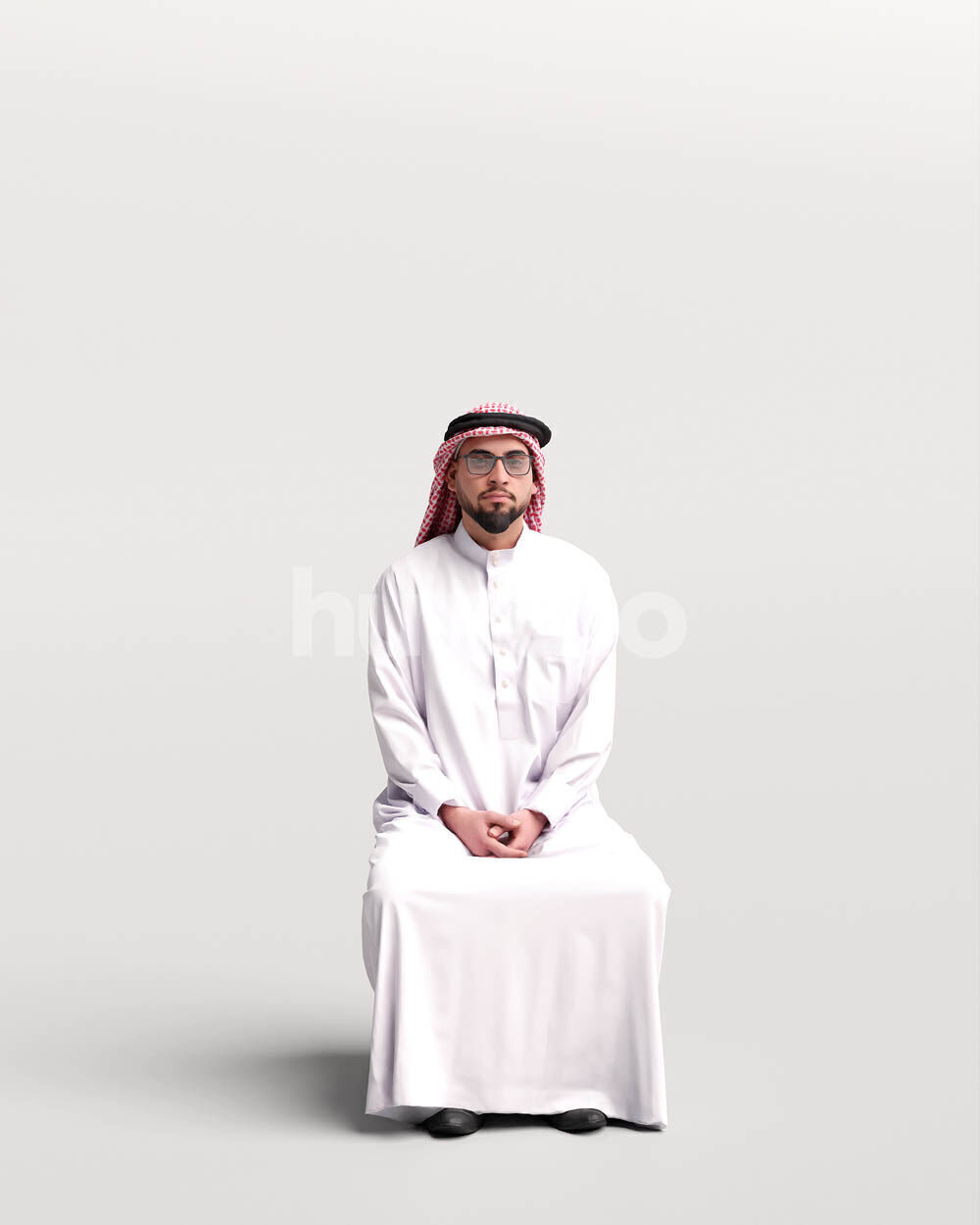 Humano Arab Man in thobe sitting -2403-067-6069 3D model_6