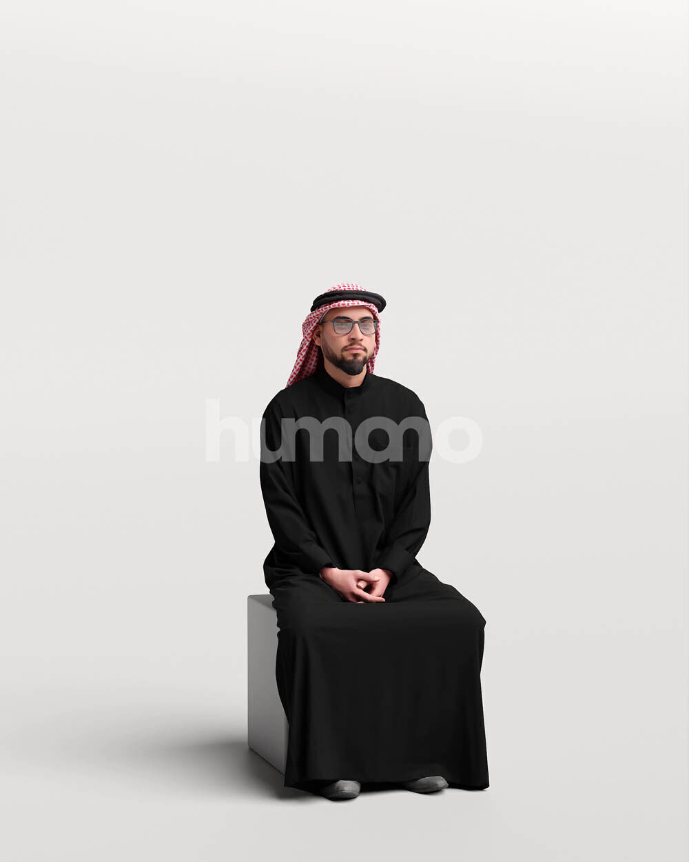 Humano Arab Man in thobe sitting -2403-067-6069 3D model_13