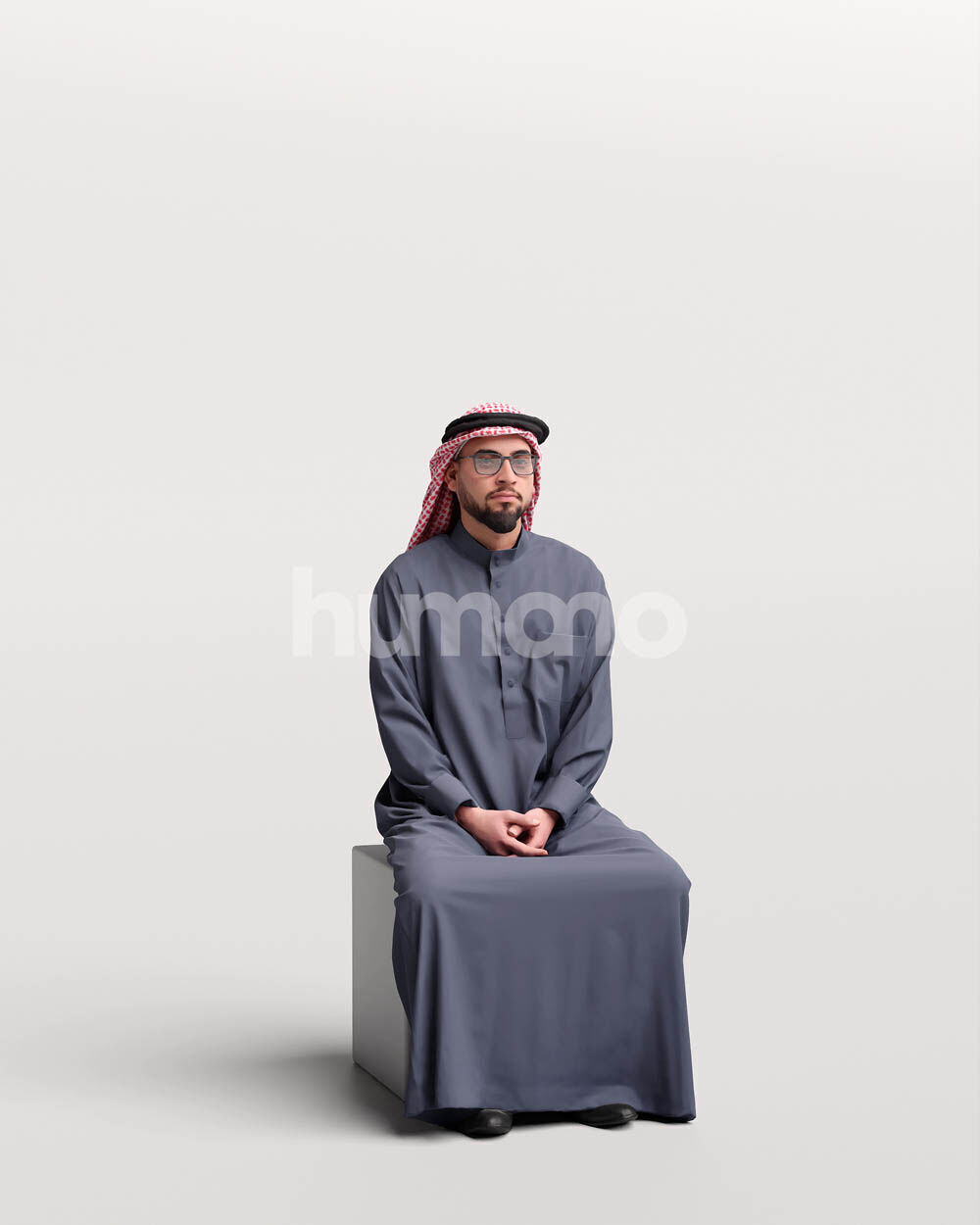 Humano Arab Man in thobe sitting -2403-067-6069 3D model_12