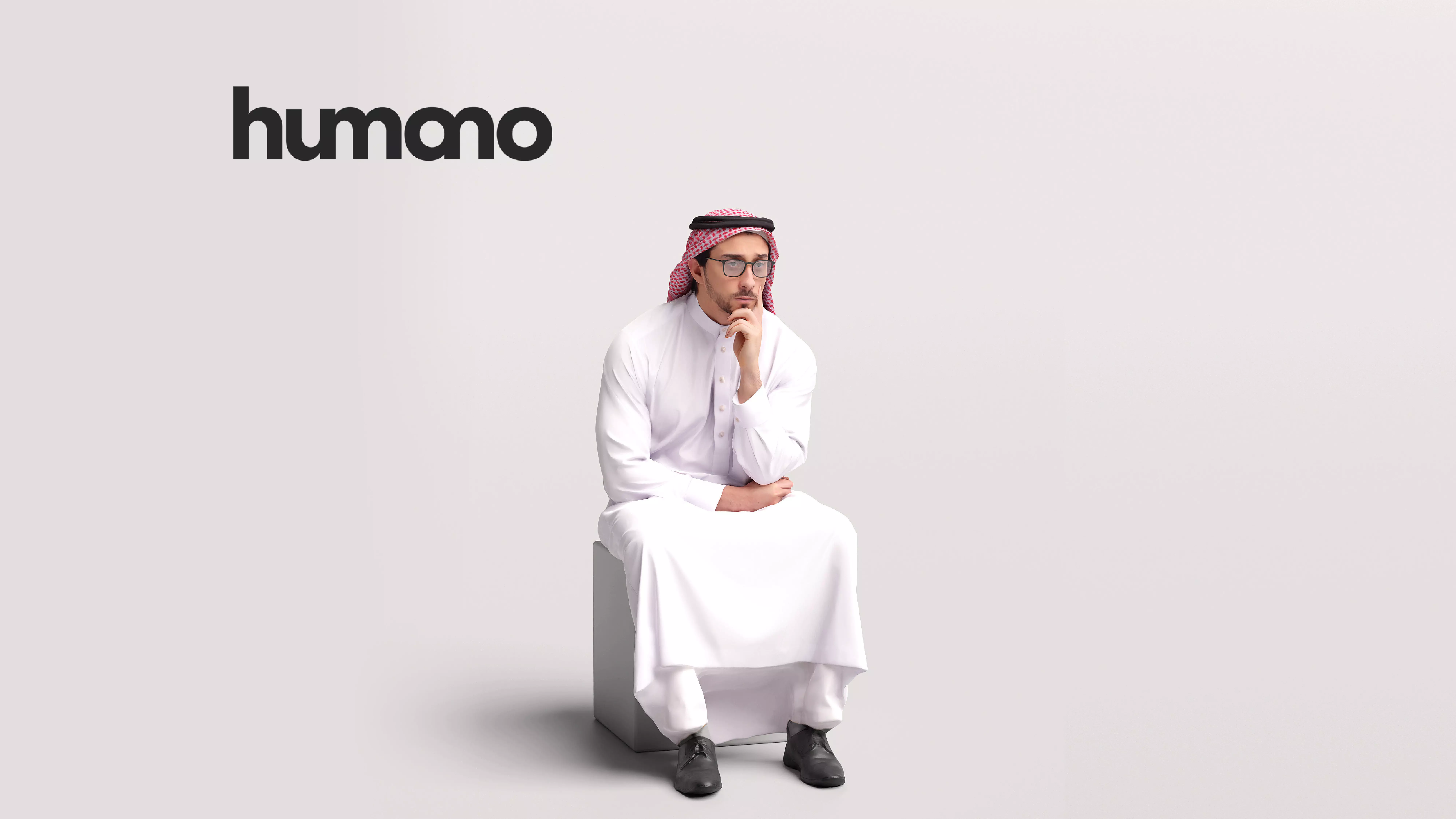 Humano Arab Man in thobe sitting -2403-062-6696 3D model