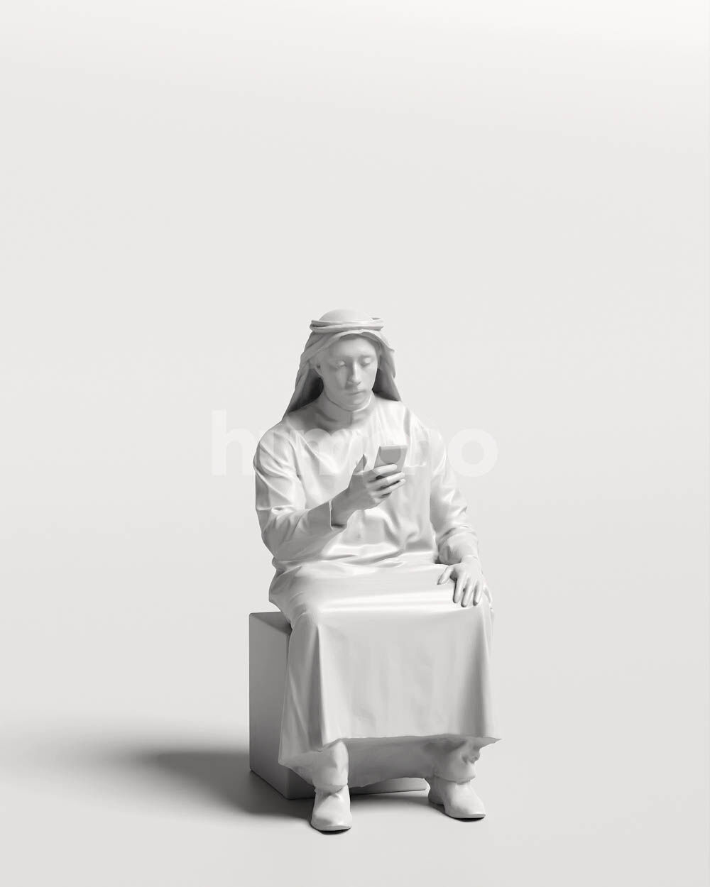 Humano Arab Man in thobe sitting -2403-062-6686 3D model_3