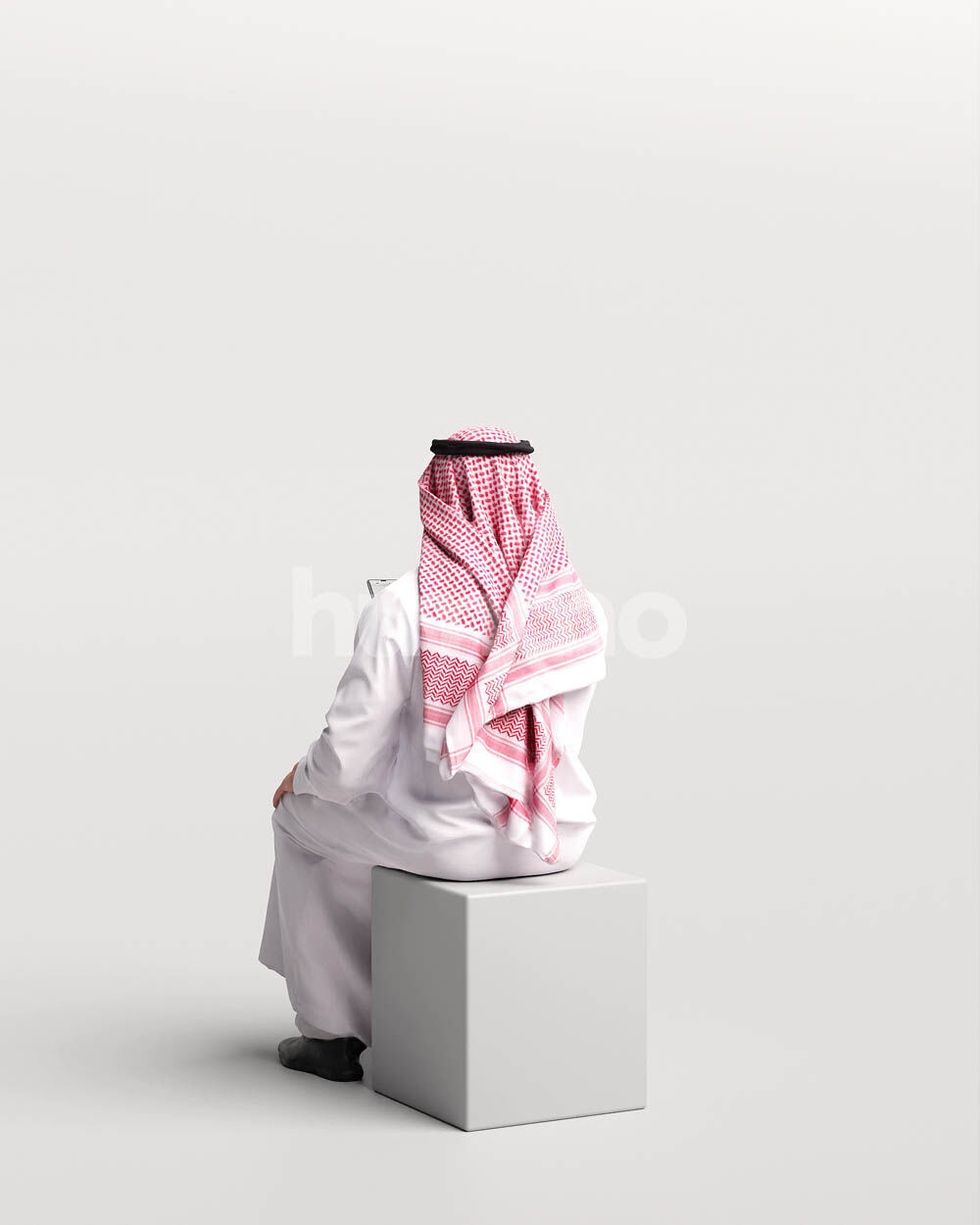 Humano Arab Man in thobe sitting -2403-062-6686 3D model_7