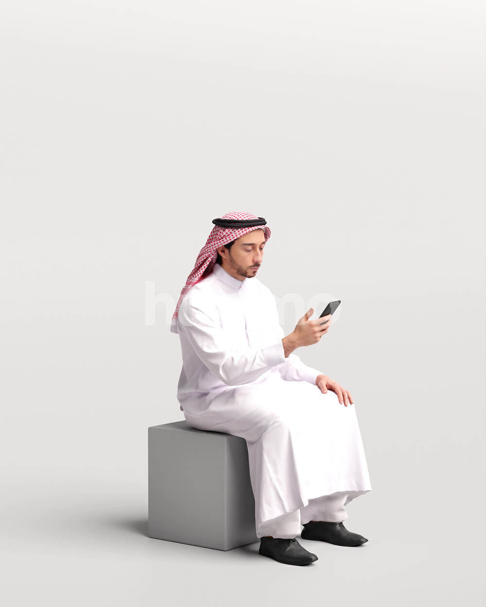 Humano Arab Man in thobe sitting -2403-062-6686 3D model_5