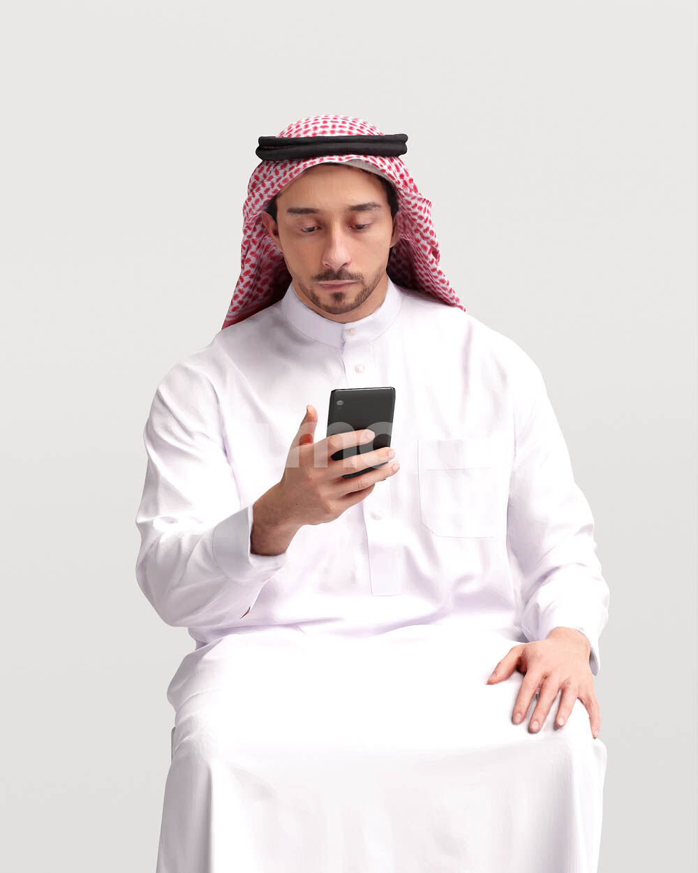 Humano Arab Man in thobe sitting -2403-062-6686 3D model_9