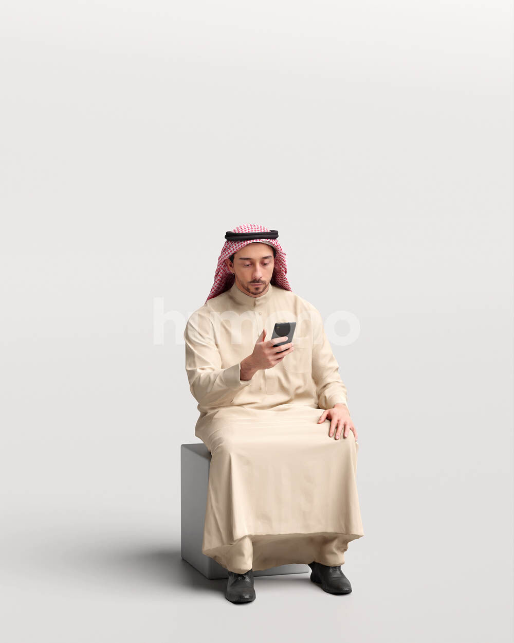 Humano Arab Man in thobe sitting -2403-062-6686 3D model_11