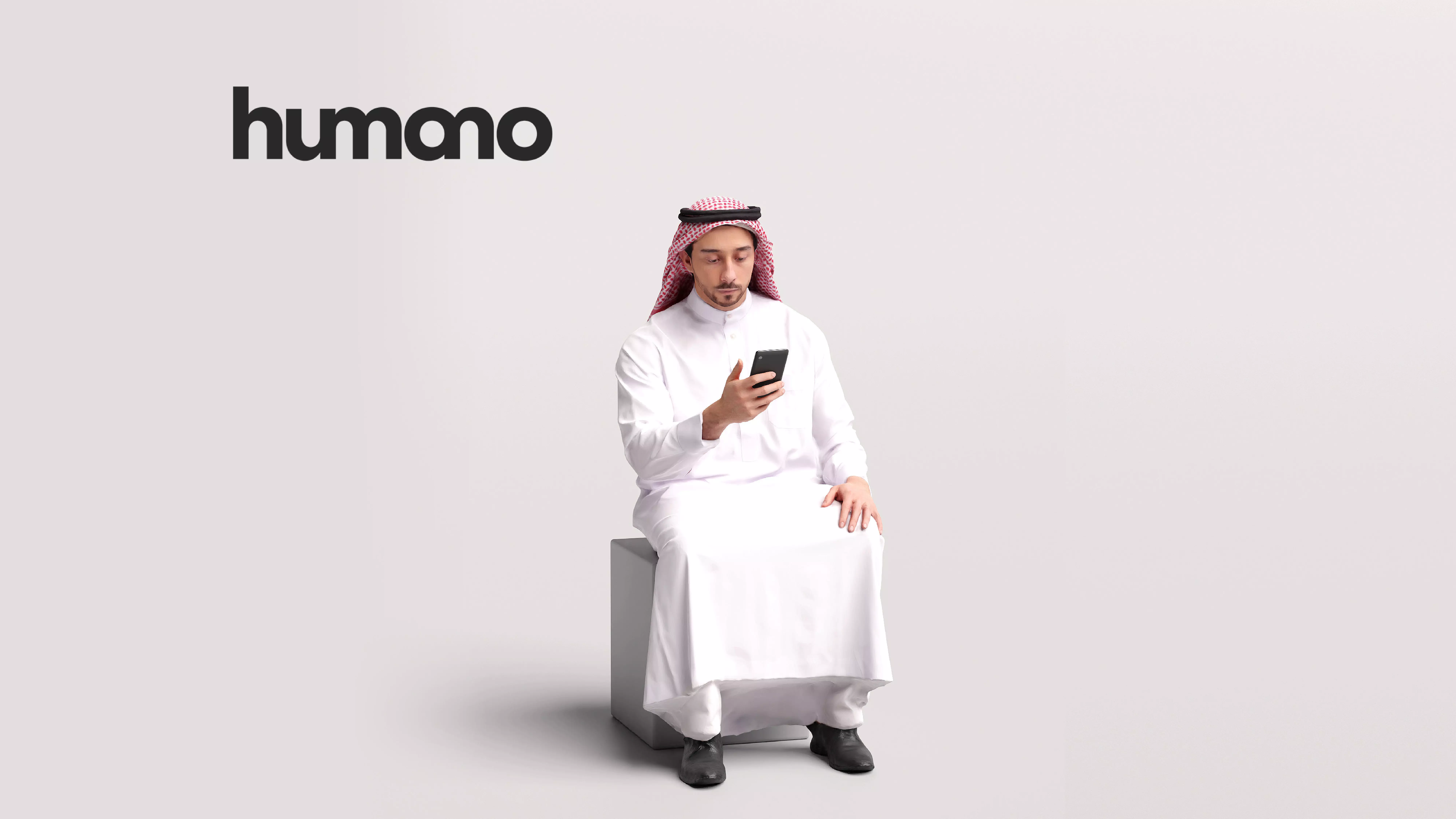 Humano Arab Man in thobe sitting -2403-062-6686 3D model_0