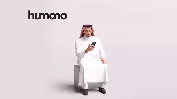 Humano Arab Man in thobe sitting -2403-062-6686