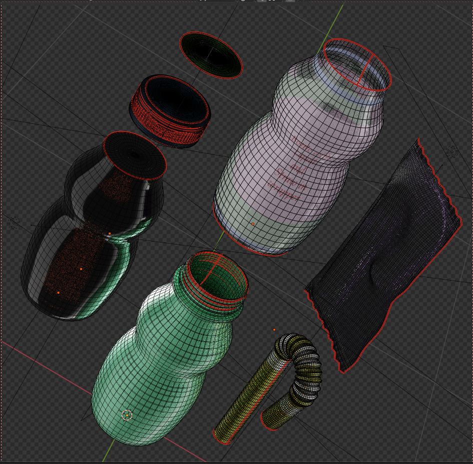 A Bottle with  Filling and a Straw in Wrapper 3D model_41