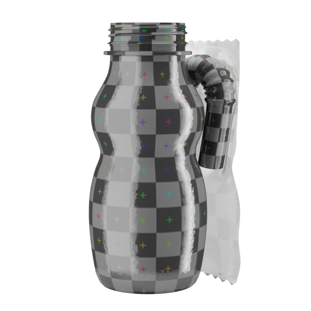 A Bottle with  Filling and a Straw in Wrapper 3D model_20