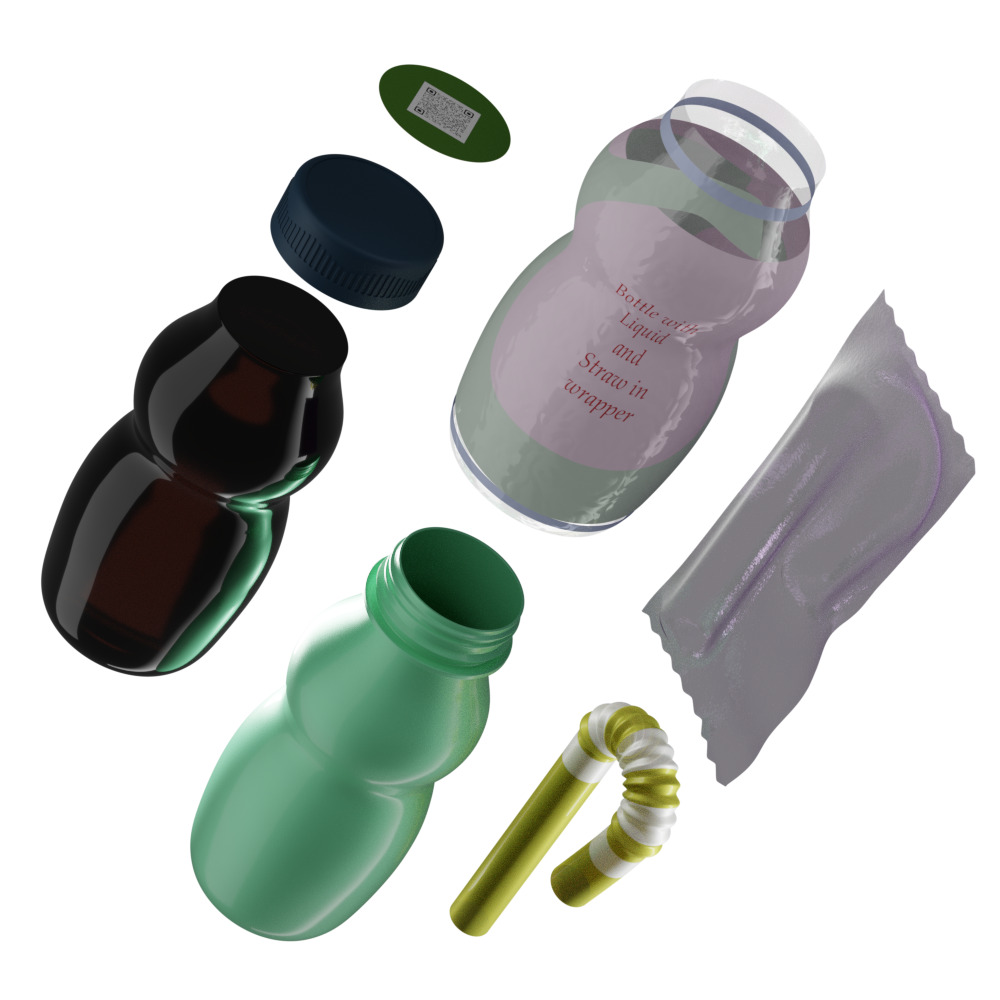 A Bottle with  Filling and a Straw in Wrapper 3D model_40