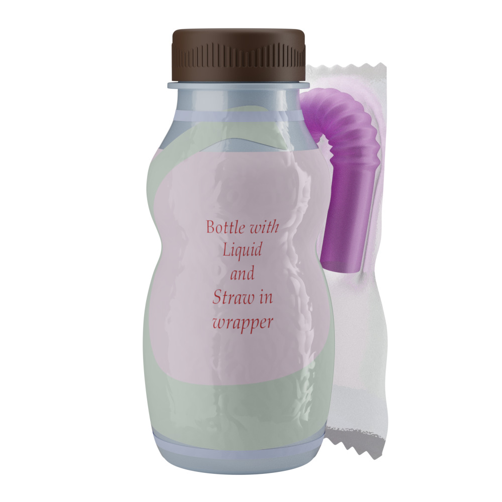 A Bottle with  Filling and a Straw in Wrapper 3D model_10