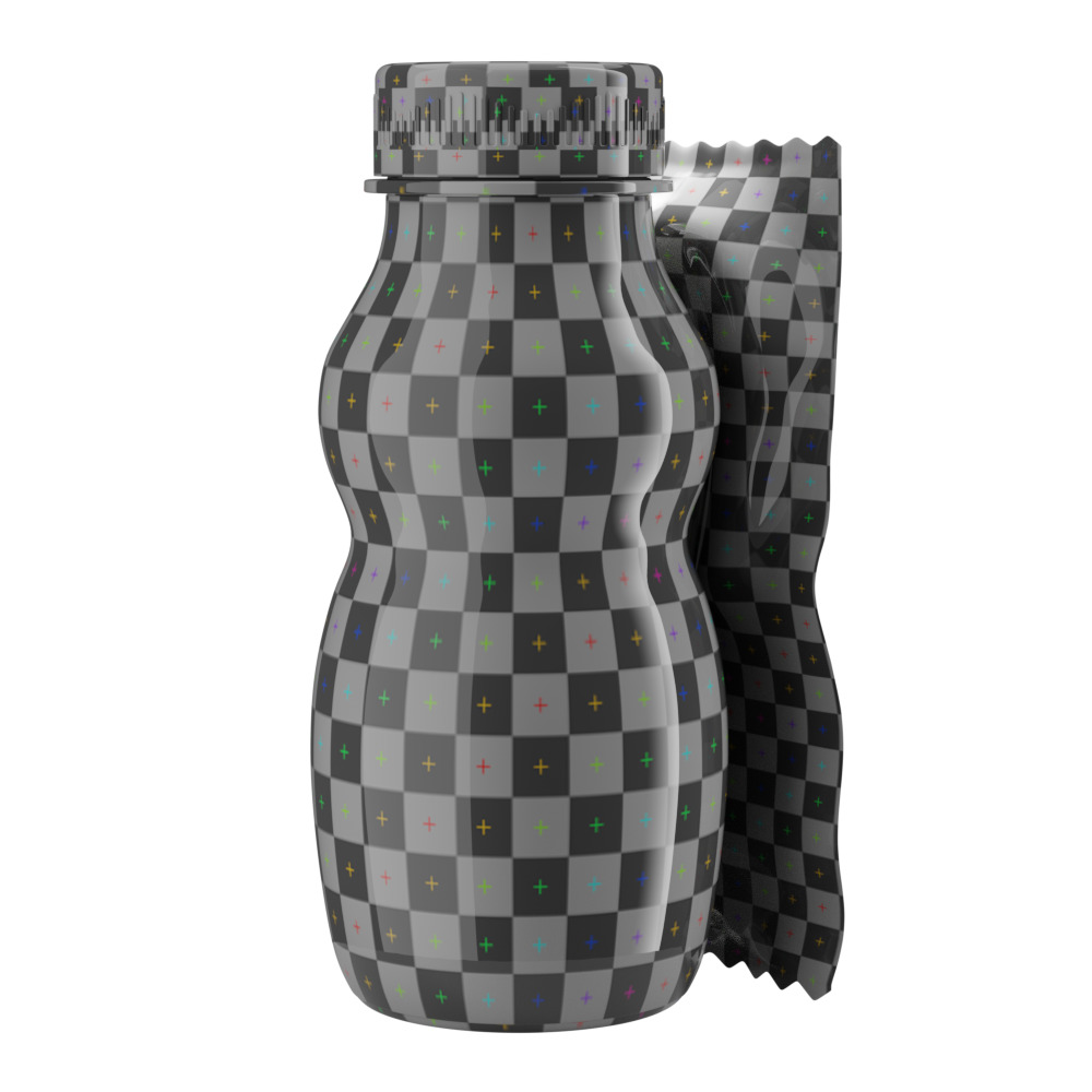 A Bottle with  Filling and a Straw in Wrapper 3D model_16