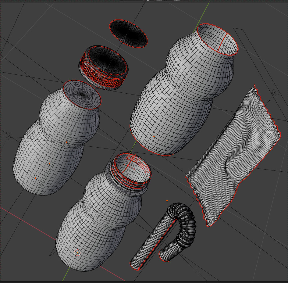 A Bottle with  Filling and a Straw in Wrapper 3D model_42