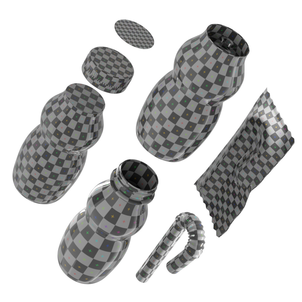 A Bottle with  Filling and a Straw in Wrapper 3D model_51