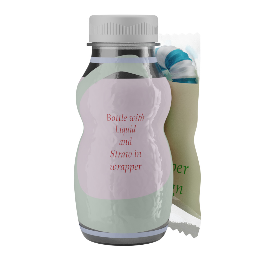 A Bottle with  Filling and a Straw in Wrapper 3D model_9