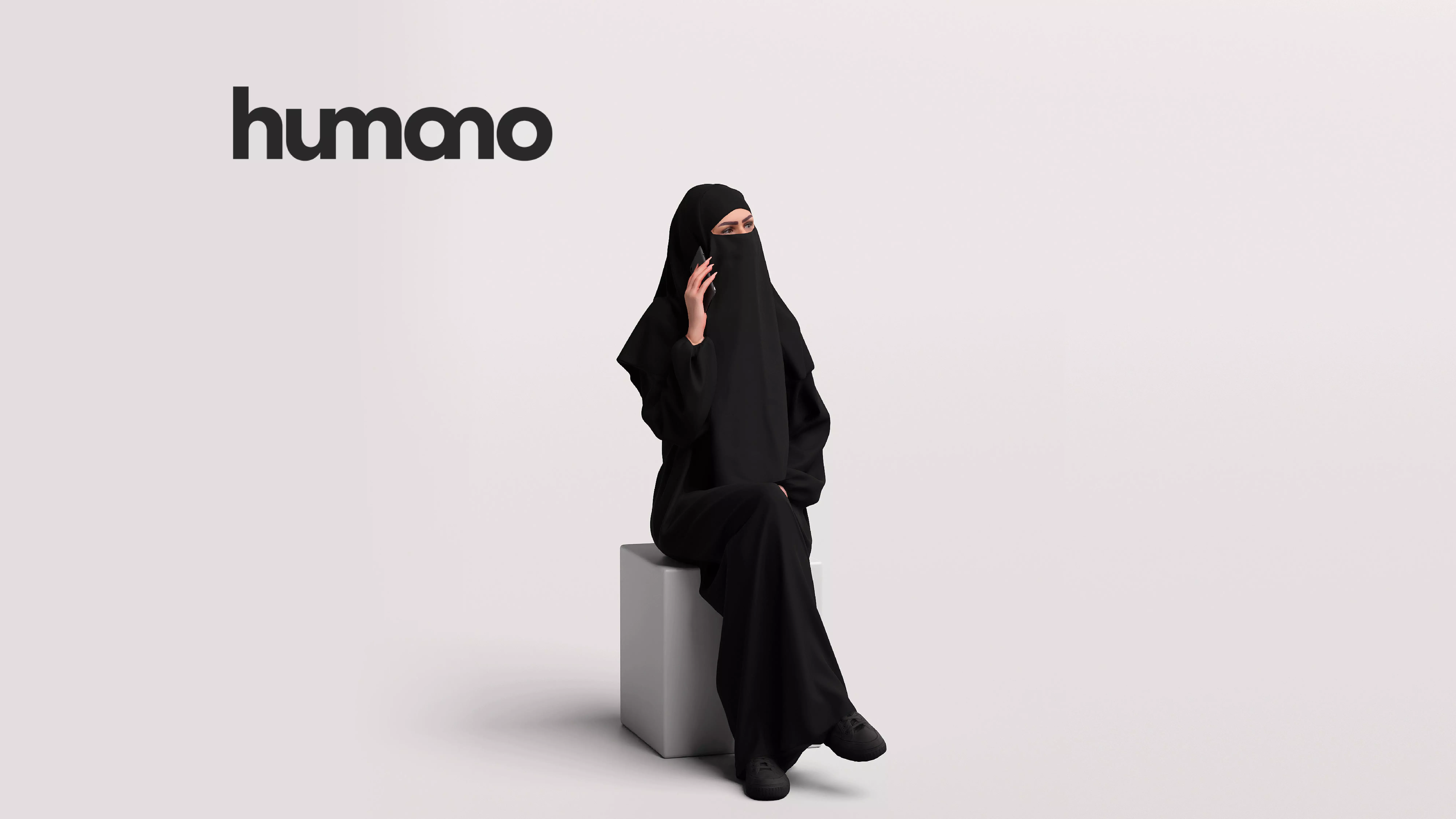 Humano Arab Woman in abaya sitting -2403-052-6575 3D model