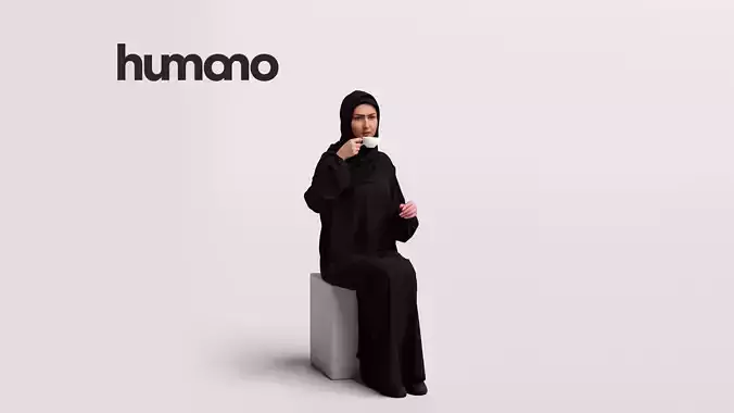 Humano Arab Woman in abaya sitting -2403-052-6523
