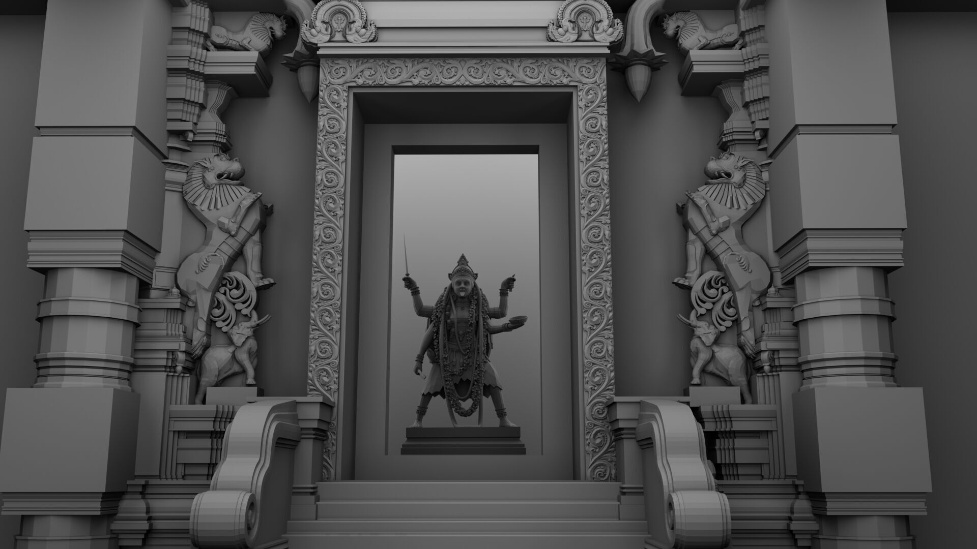 maha kali temple interior 3D model_7