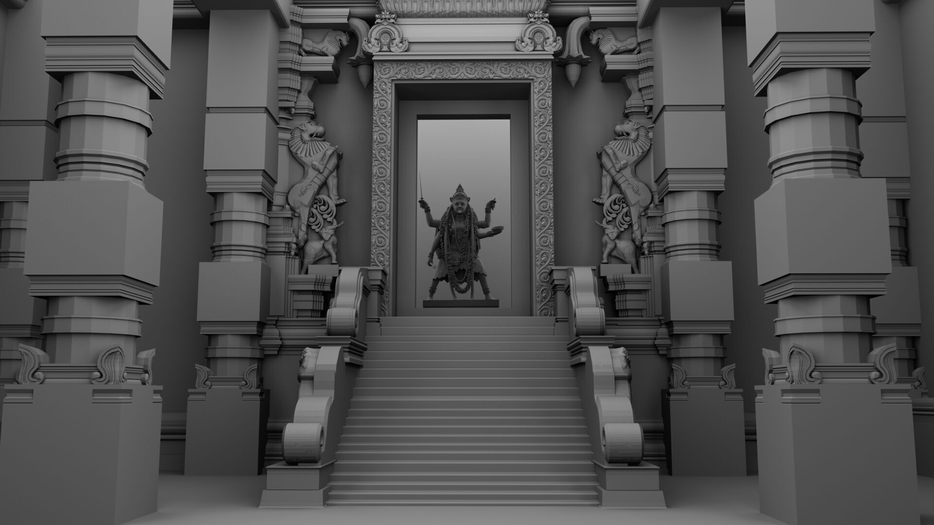 maha kali temple interior 3D model_6