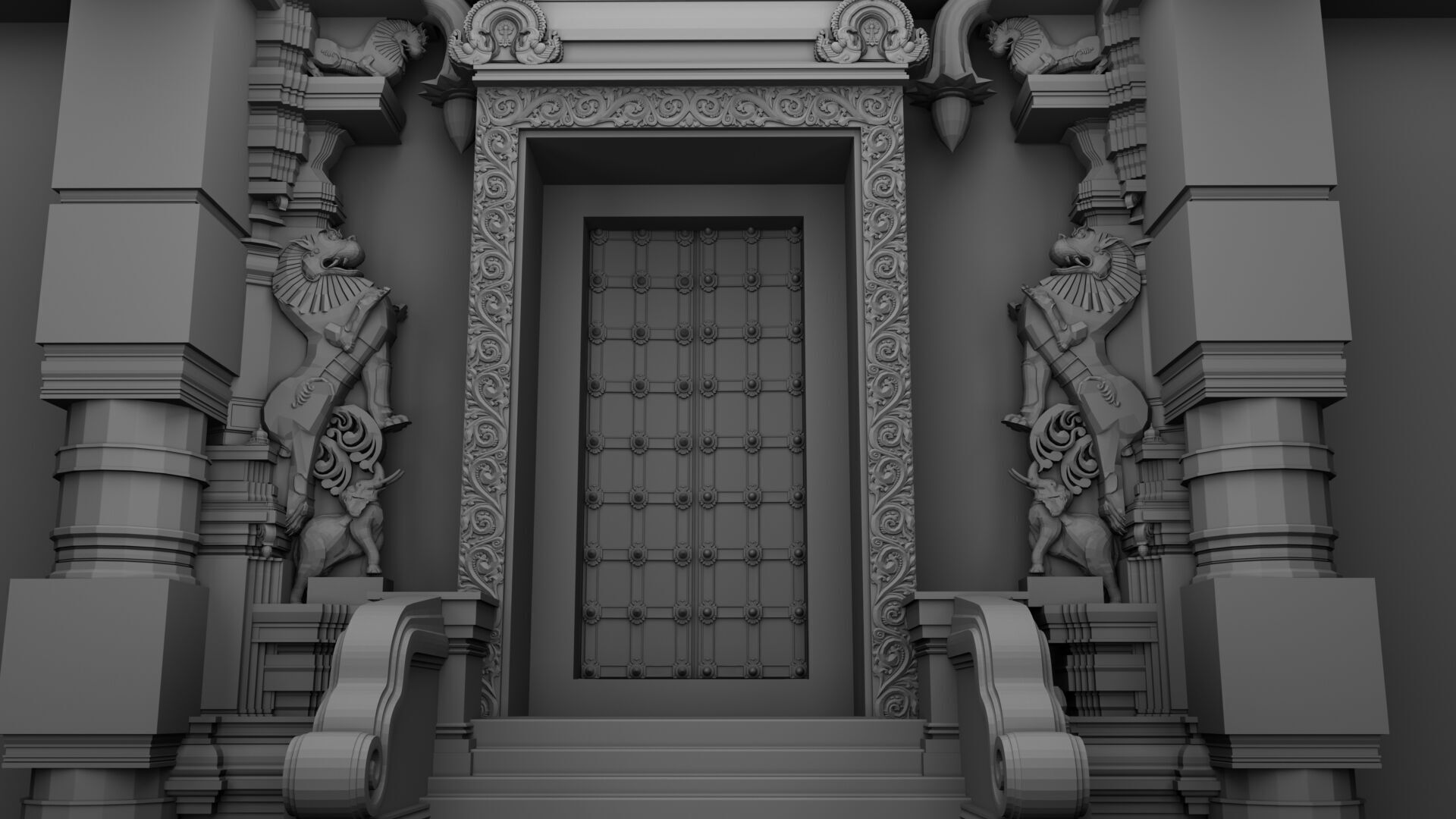 maha kali temple interior 3D model_8