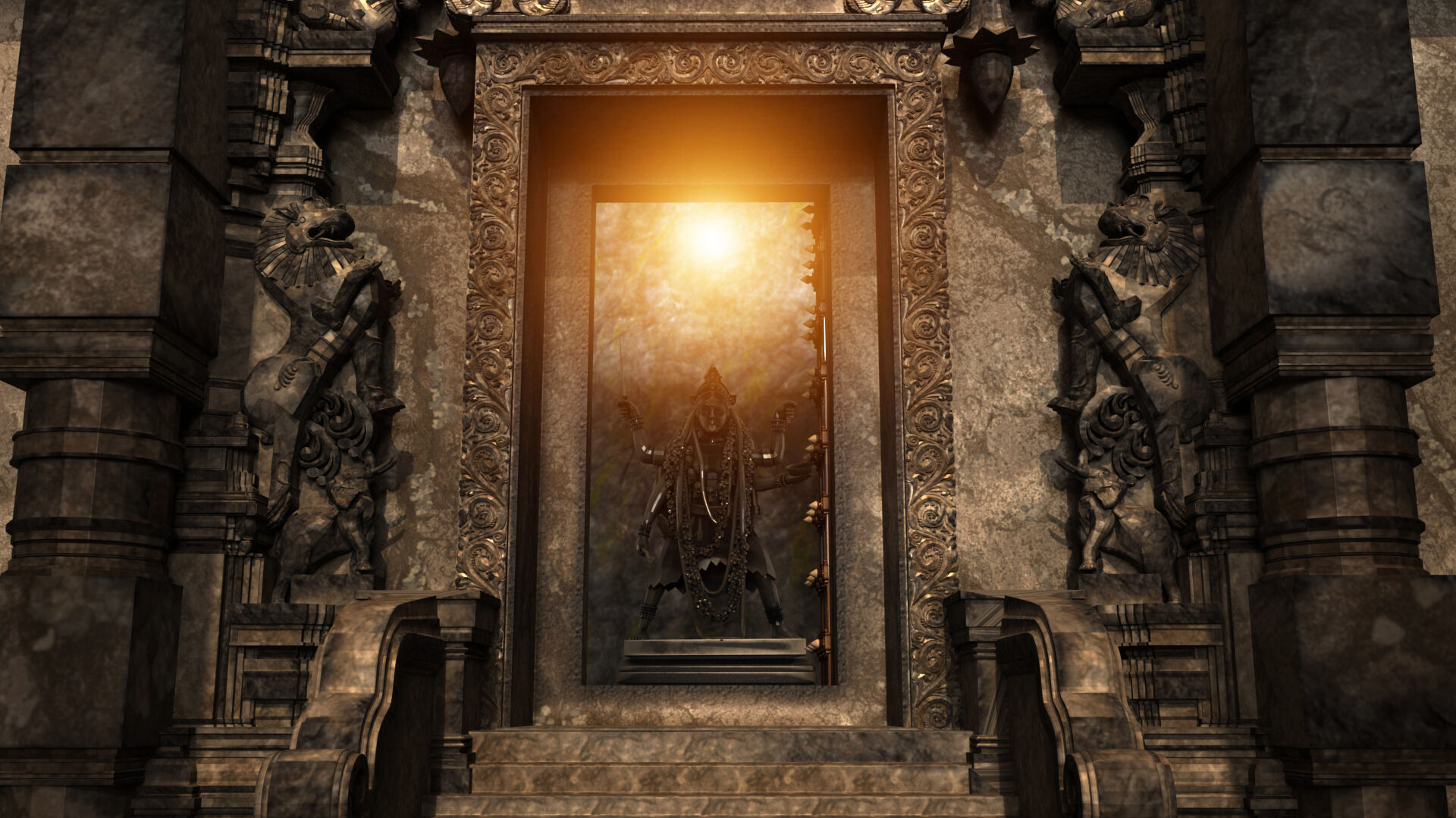 maha kali temple interior 3D model_4
