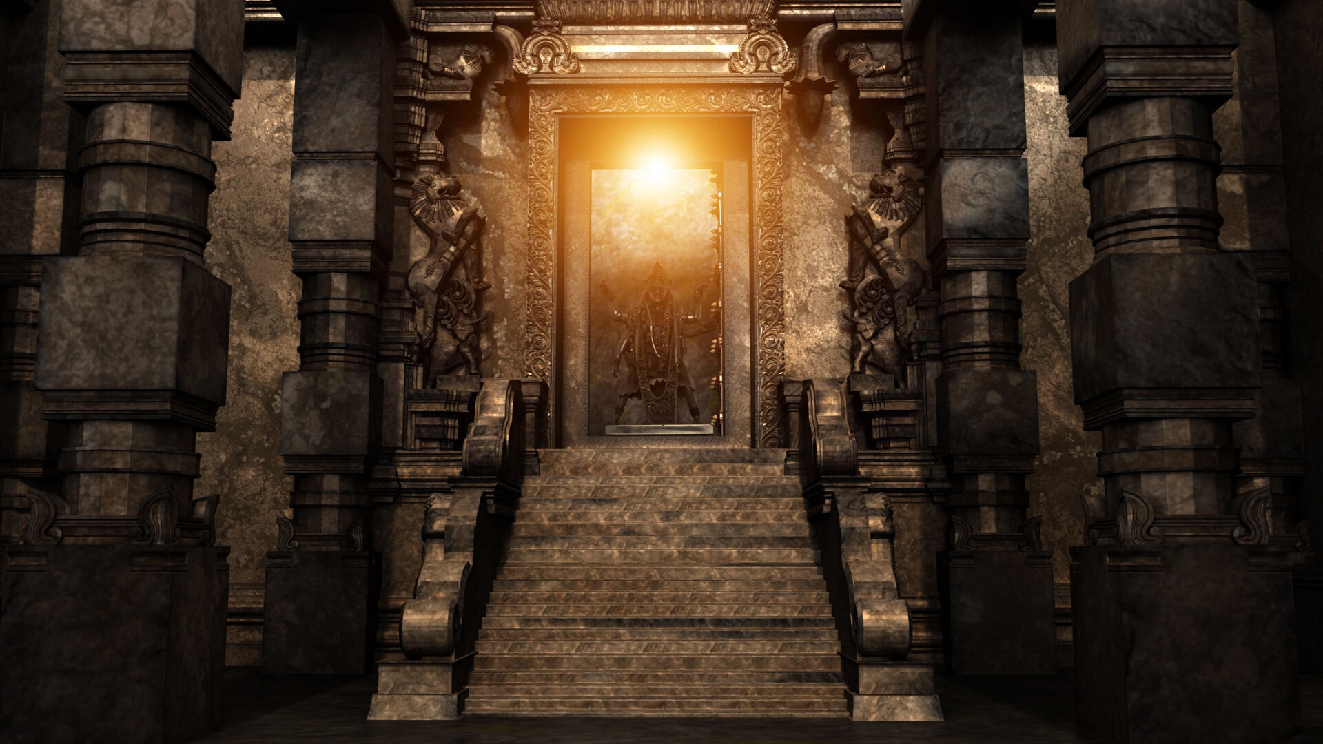 maha kali temple interior 3D model_3