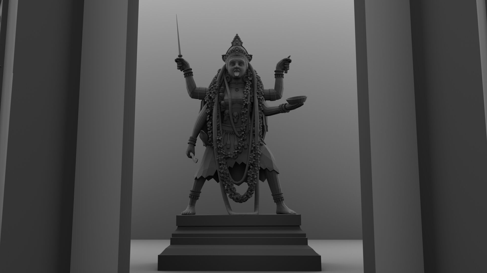 maha kali temple interior 3D model_9