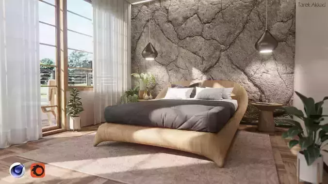 Bed Room Interior Cinema 4d Corona v1