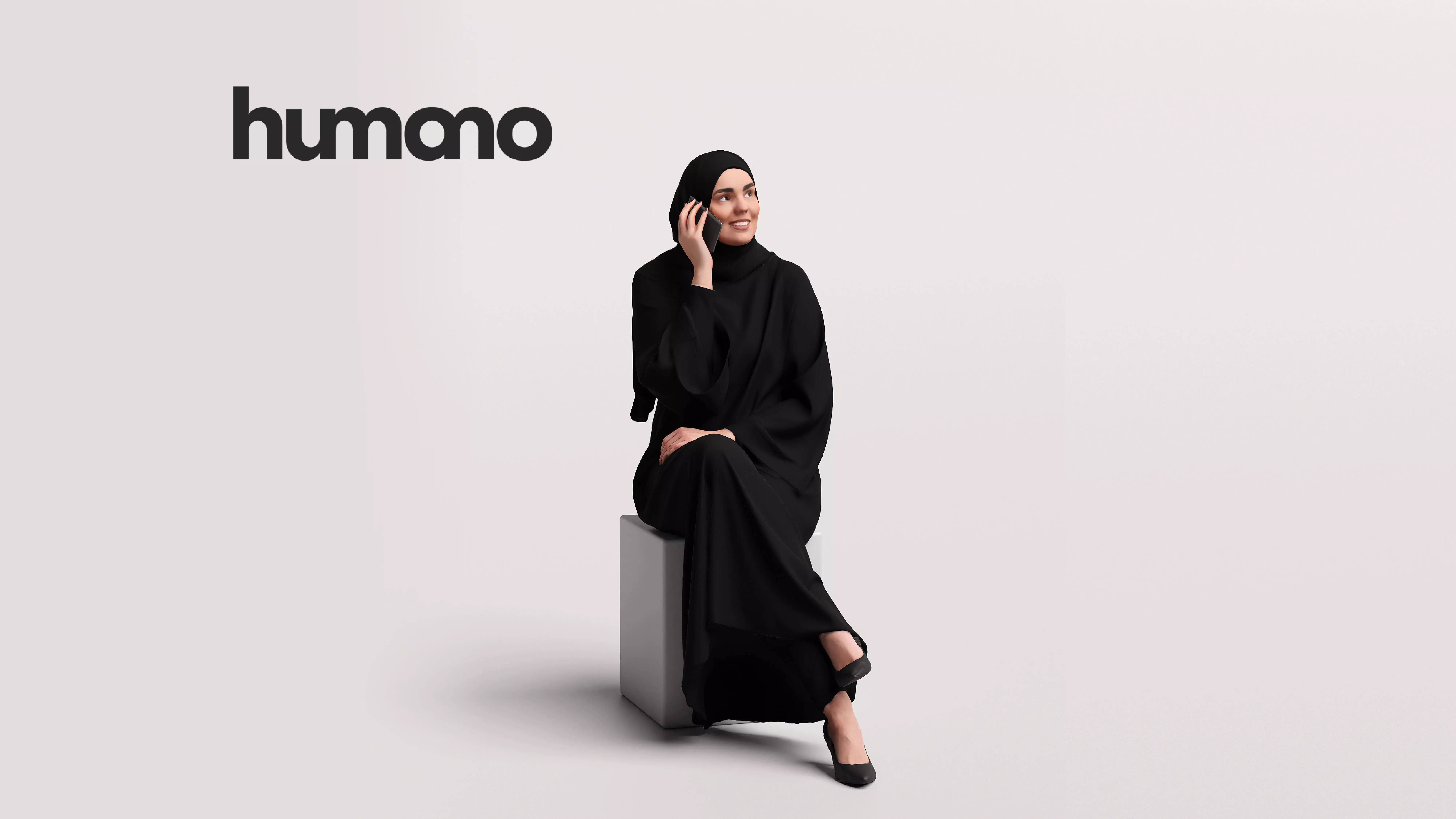 Humano Arab Woman in abaya sitting -2406-085-6207 3D model