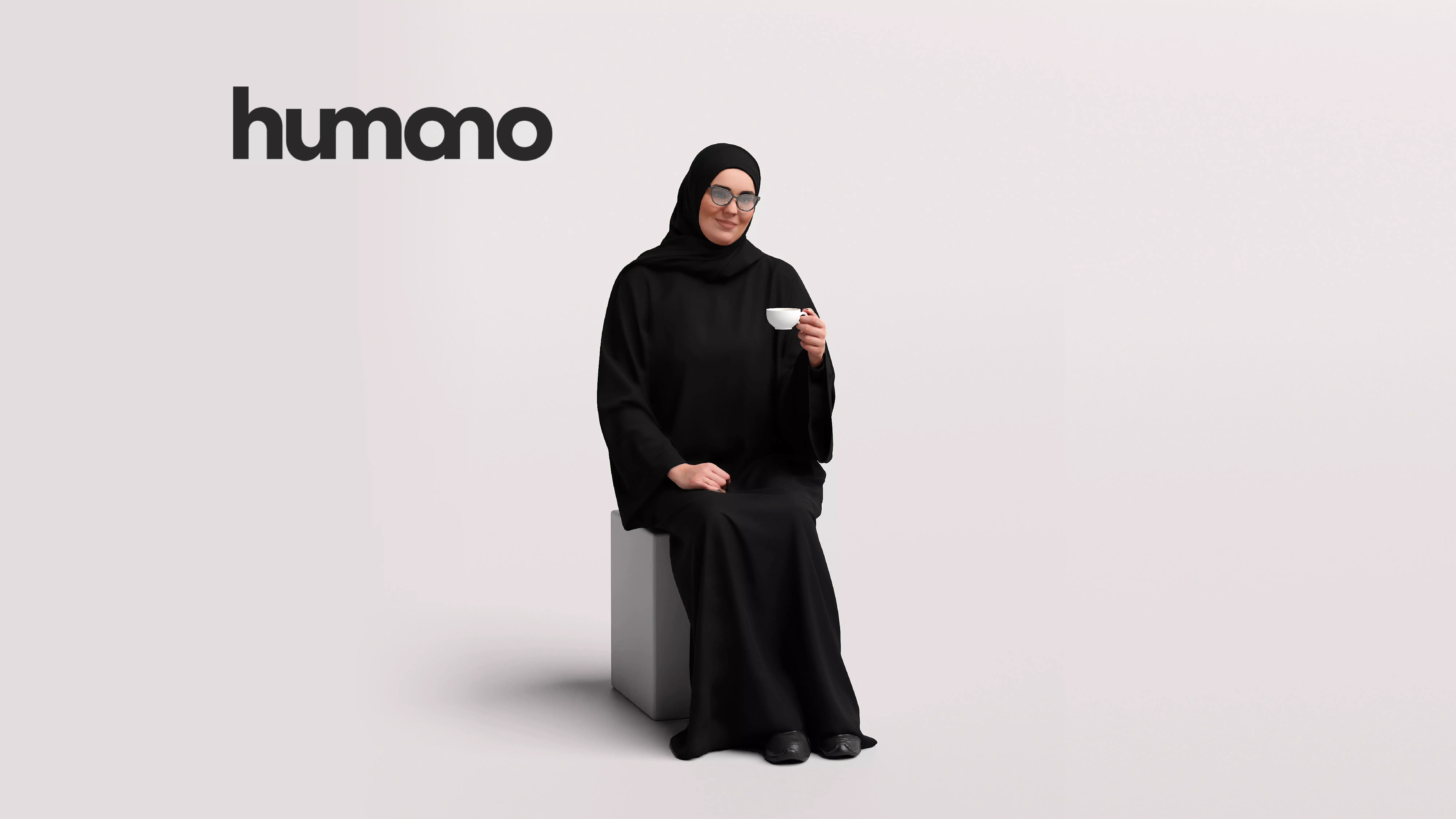 Humano Arab Woman in abaya sitting -2406-085-6180 3D model