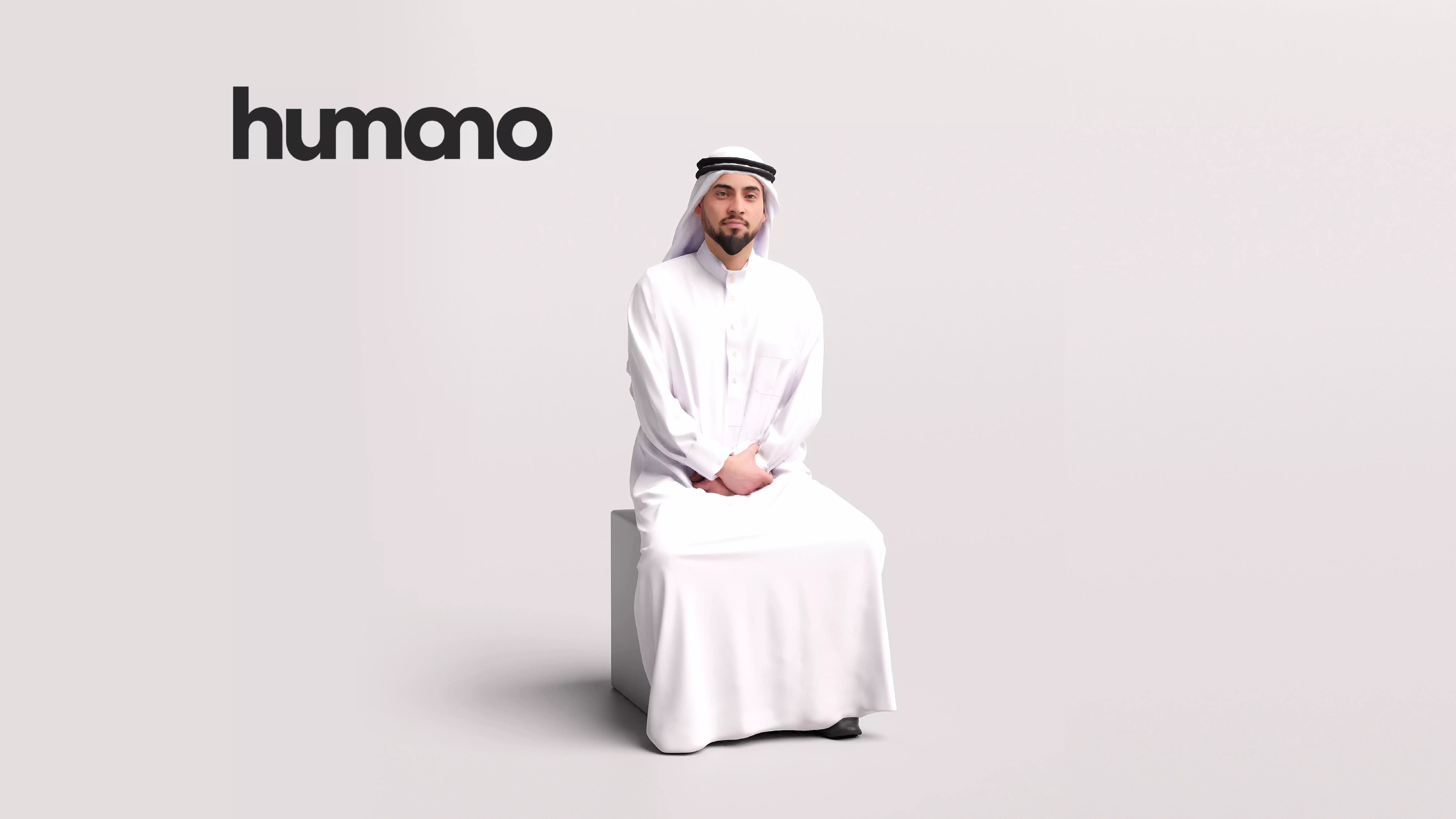 Humano Arab Man in thobe sitting -2406-067-6102 3D model