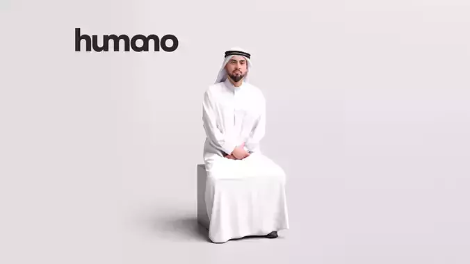 Humano Arab Man in thobe sitting -2406-067-6102