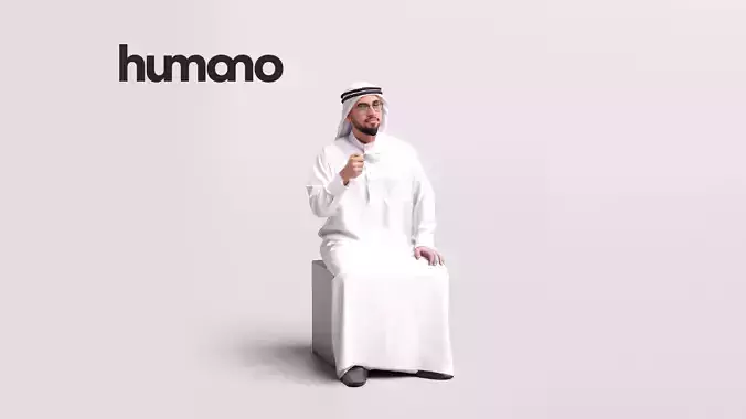 Humano Arab Man in thobe sitting -2406-067-6100