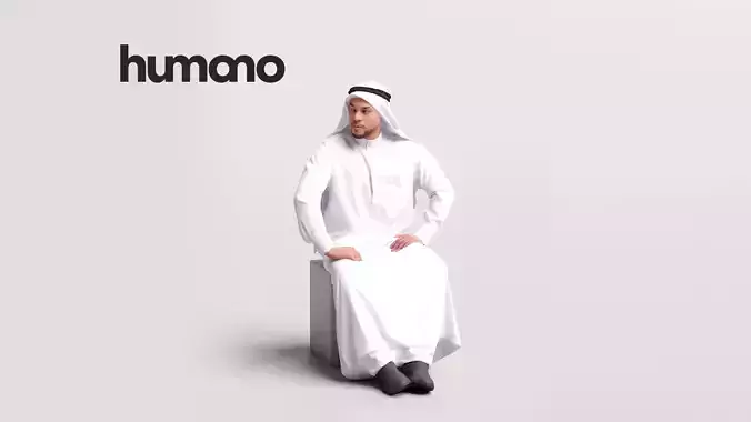Humano Arab Man in thobe sitting -2406-066-6967