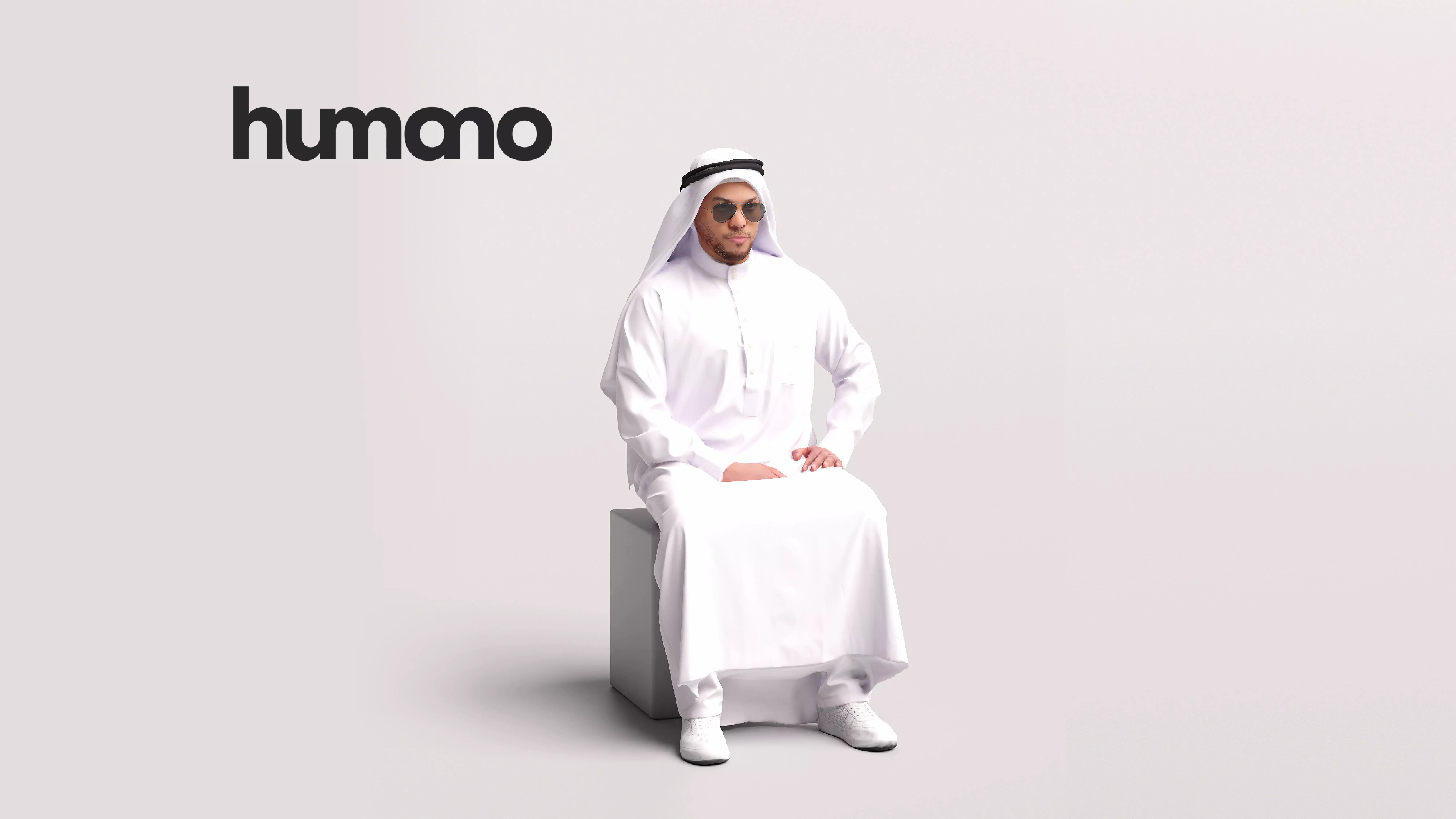 Humano Arab Man in thobe sitting -2406-066-6953 3D model