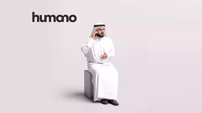 Humano Arab Man in thobe sitting -2406-065-7145