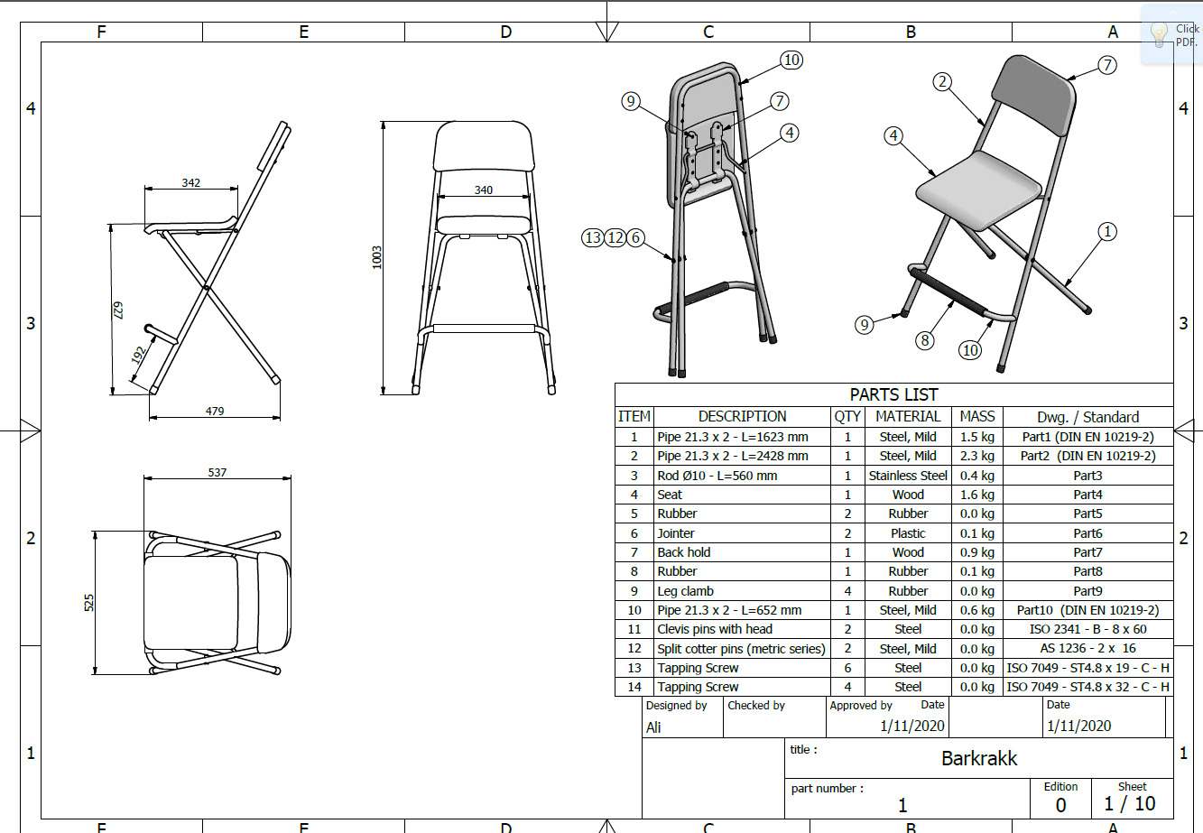 folding Chair 3D print model_4