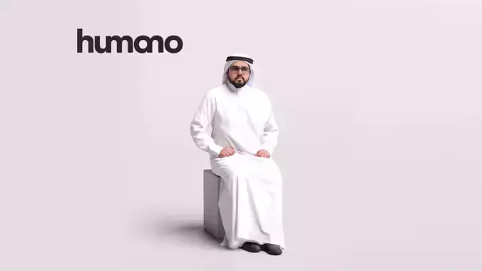 Humano Arab Man in thobe sitting -2406-065-7138