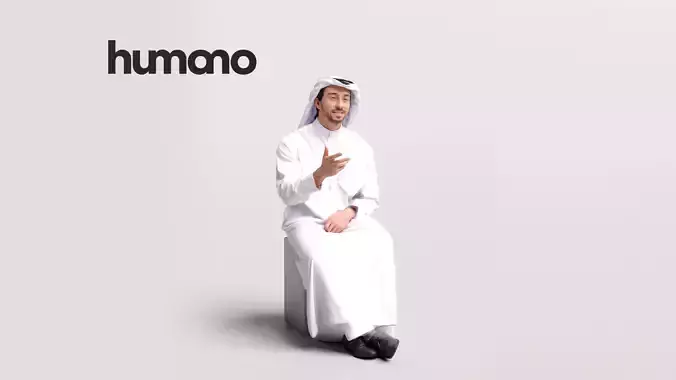 Humano Arab Man in thobe sitting -2406-062-6746 3D model